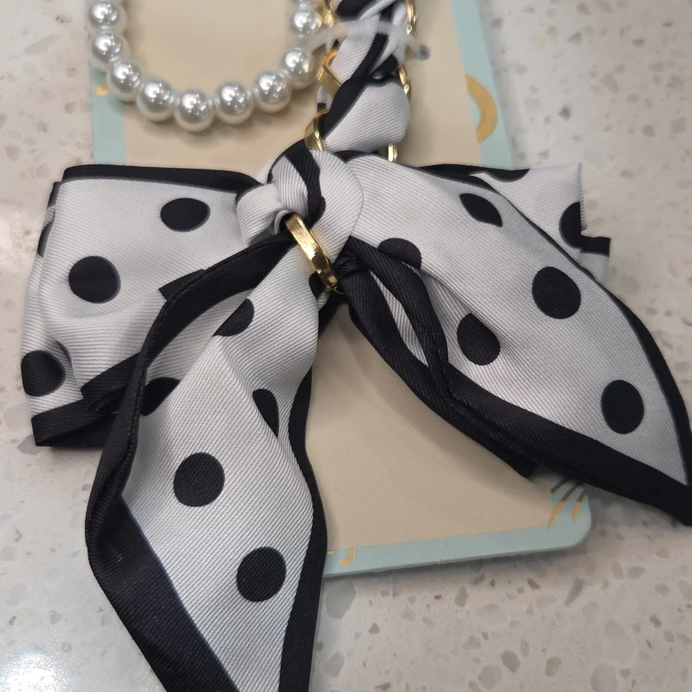 🖤▪️Piper K ▪️ Uk Exclusive Black and White Polka Dot Scarf Key Chain BagCharm